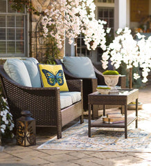 Plow &amp; Hearth Outdoor Wicker | Outdoor Living Hawthorne Outdoor 4-Piece Wicker Seating Set With Cushions