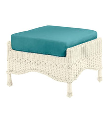 Plow &amp; Hearth Outdoor Wicker | Outdoor Living Prospect Hill Outdoor Wicker Deep Seating Ottoman With Cushion - Driftwood With Forest Green Cushion