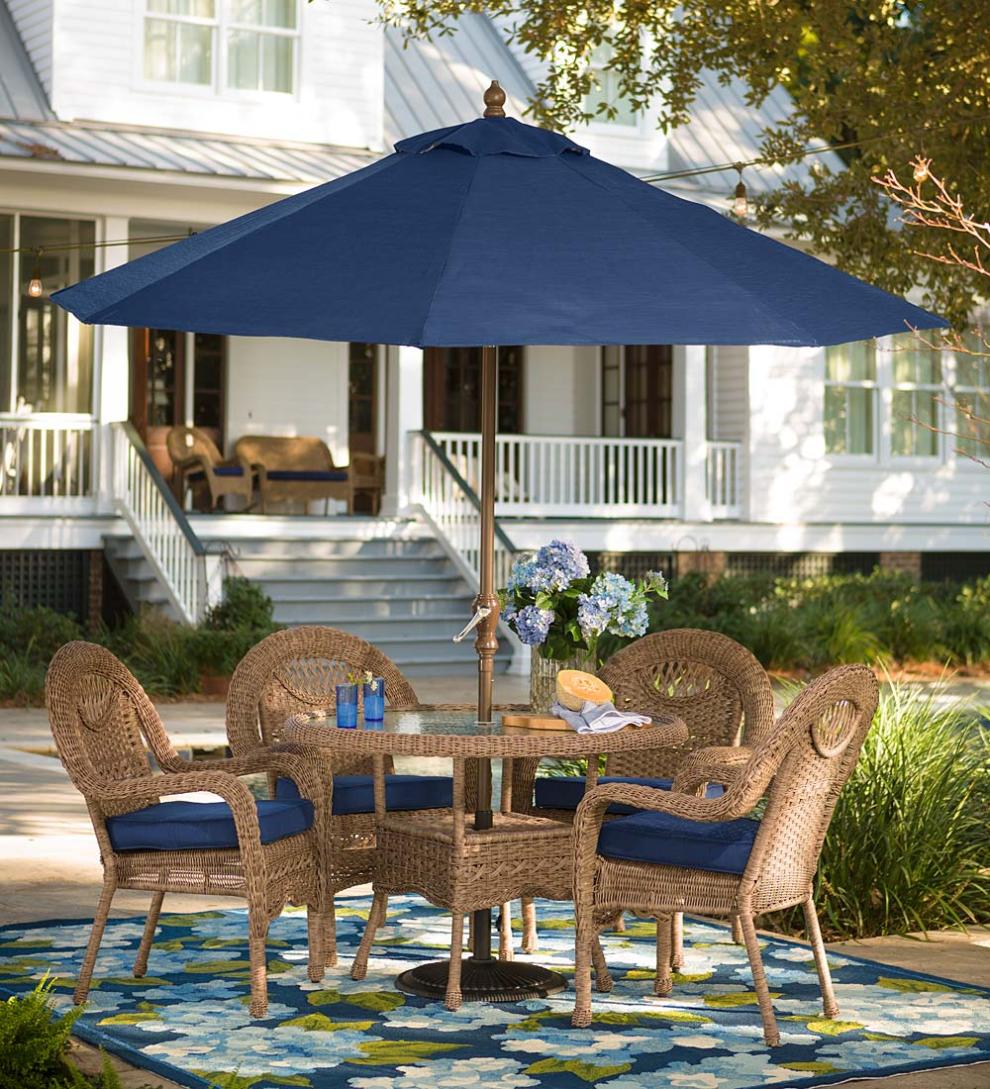 Plow &amp; Hearth Outdoor Wicker | Outdoor Living Prospect Hill Round Dining Table And Chairs
