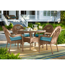 Plow &amp; Hearth Outdoor Wicker | Outdoor Living Prospect Hill Round Dining Table And Chairs