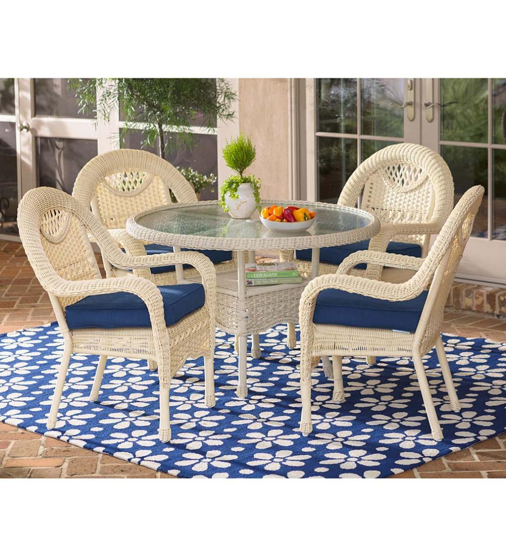 Plow &amp; Hearth Outdoor Wicker | Outdoor Living Prospect Hill Round Dining Table And Chairs