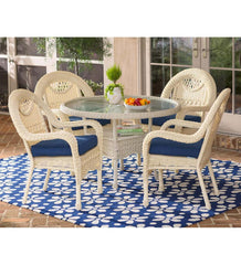 Plow &amp; Hearth Outdoor Wicker | Outdoor Living Prospect Hill Round Dining Table And Chairs