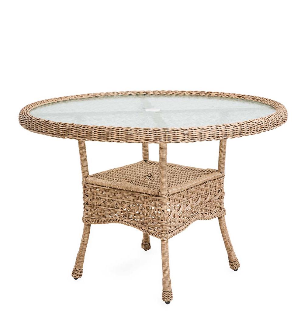 Plow &amp; Hearth Outdoor Wicker | Outdoor Living Prospect Hill Round Dining Table And Chairs