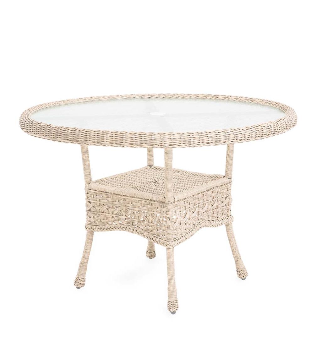 Plow &amp; Hearth Outdoor Wicker | Outdoor Living Prospect Hill Round Dining Table And Chairs