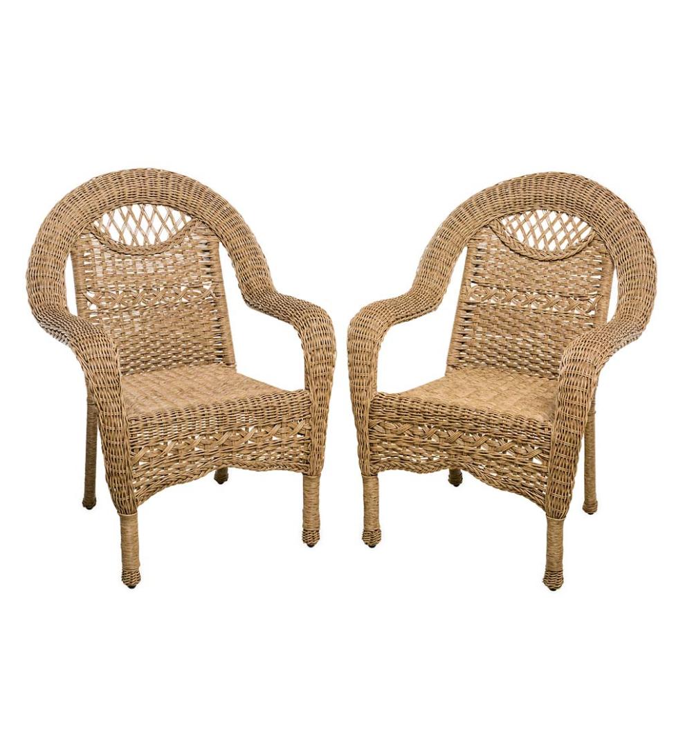 Plow &amp; Hearth Outdoor Wicker | Outdoor Living Prospect Hill Wicker Chairs, Set Of 2 - Cloud White