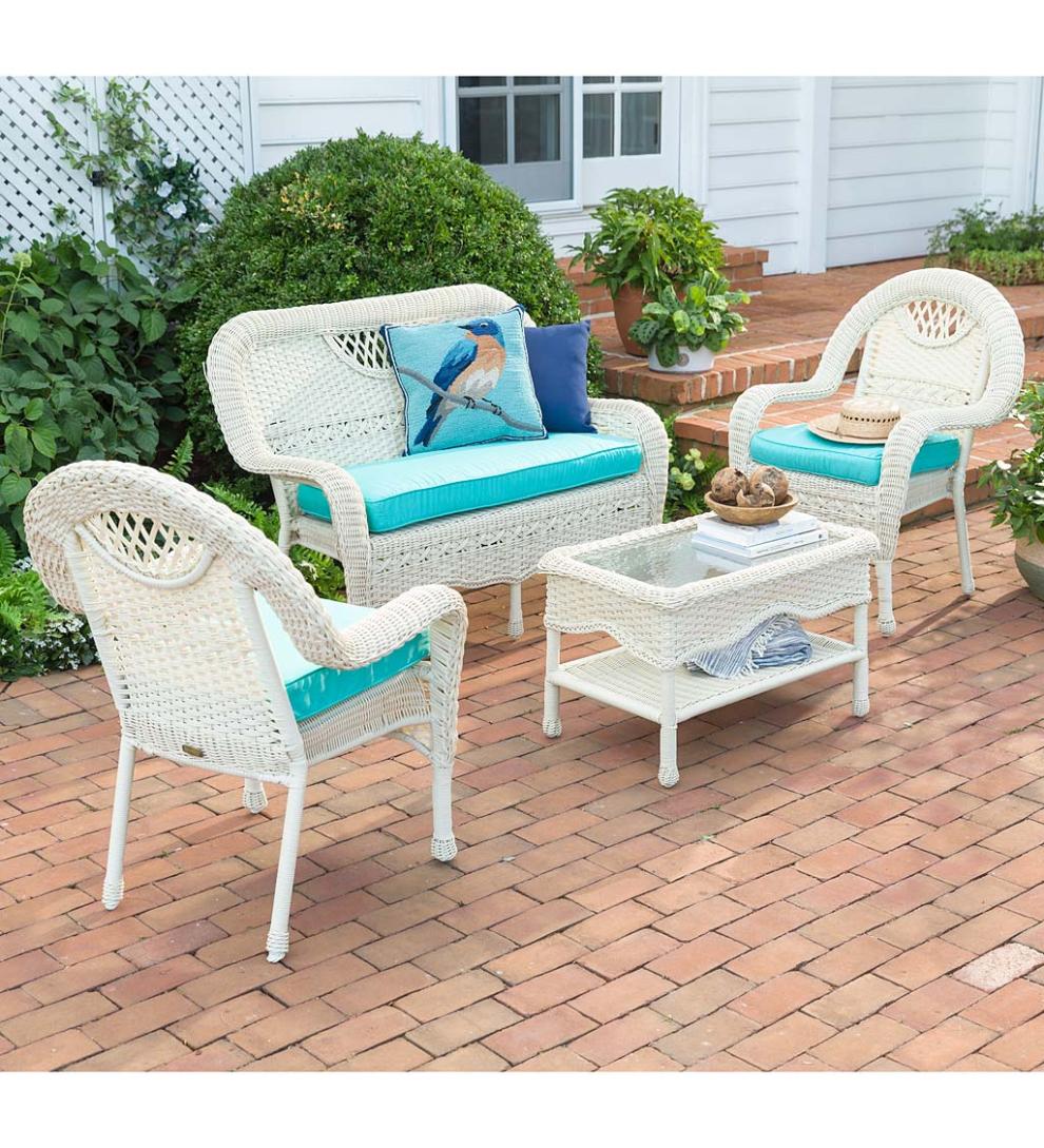 Plow &amp; Hearth Outdoor Wicker | Outdoor Living Prospect Hill Wicker Chairs, Set Of 2 - Cloud White