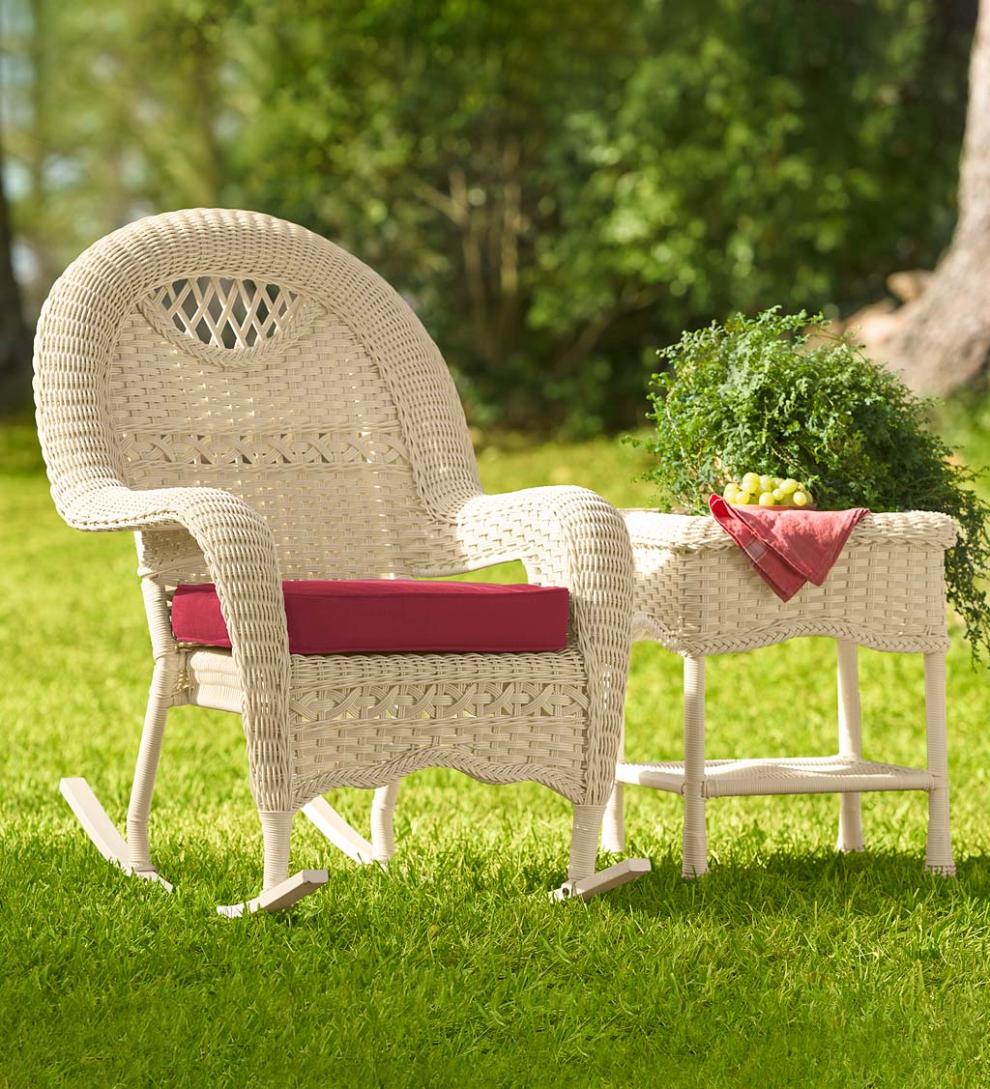 Plow &amp; Hearth Outdoor Wicker | Outdoor Living Prospect Hill Wicker Rocker - Driftwood