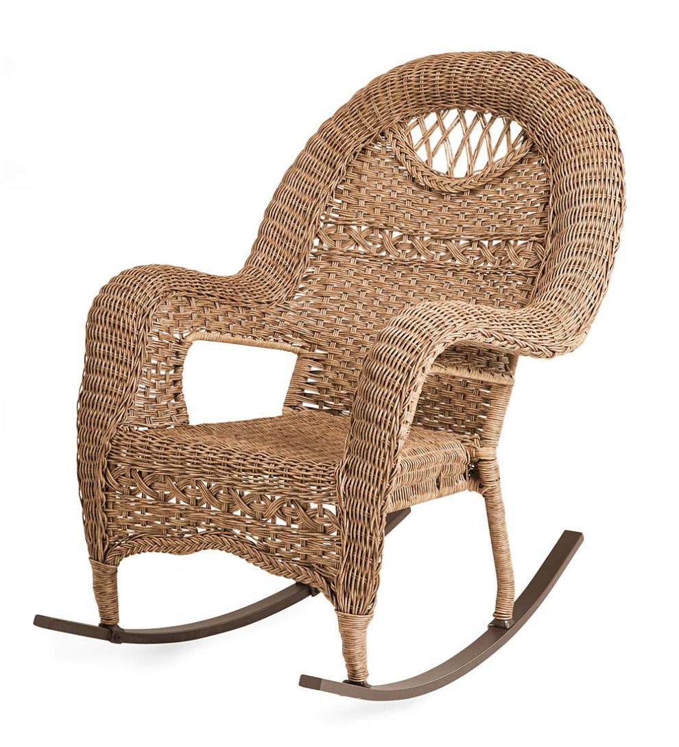 Plow &amp; Hearth Outdoor Wicker | Outdoor Living Prospect Hill Wicker Rocker - Driftwood