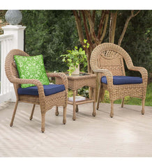 Plow &amp; Hearth Outdoor Wicker | Outdoor Living Prospect Hill Wicker Set Of Two Chairs And End Table - Cloud White