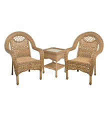 Plow &amp; Hearth Outdoor Wicker | Outdoor Living Prospect Hill Wicker Set Of Two Chairs And End Table - Cloud White