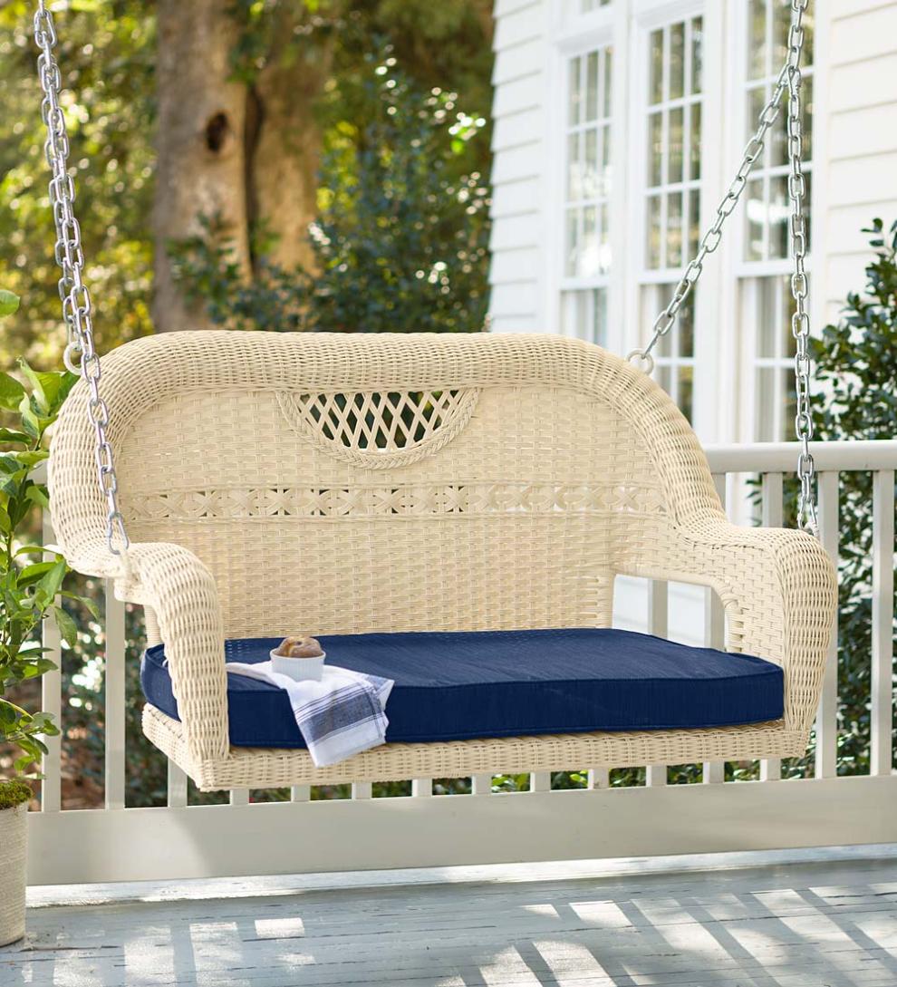 Plow &amp; Hearth Outdoor Wicker | Outdoor Living Prospect Hill Wicker Swing - Cloud White