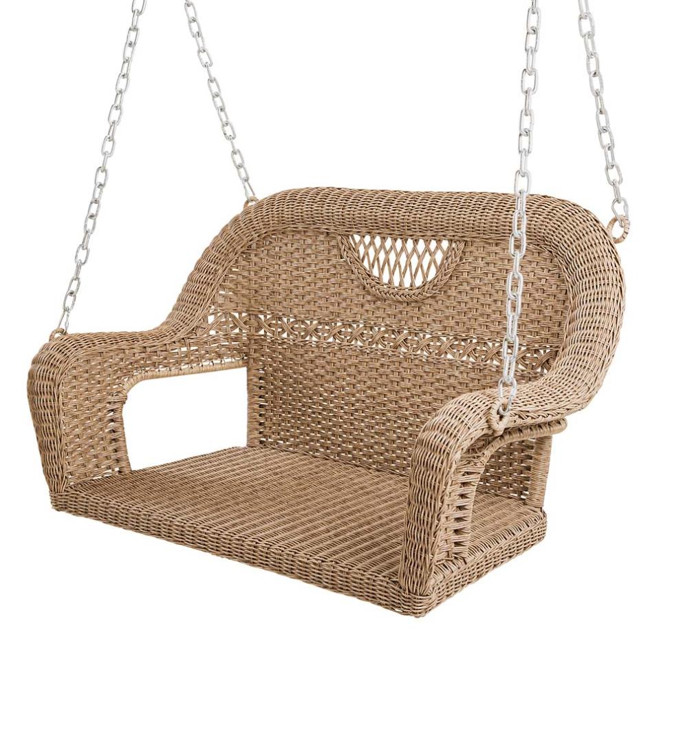 Plow &amp; Hearth Outdoor Wicker | Outdoor Living Prospect Hill Wicker Swing - Cloud White