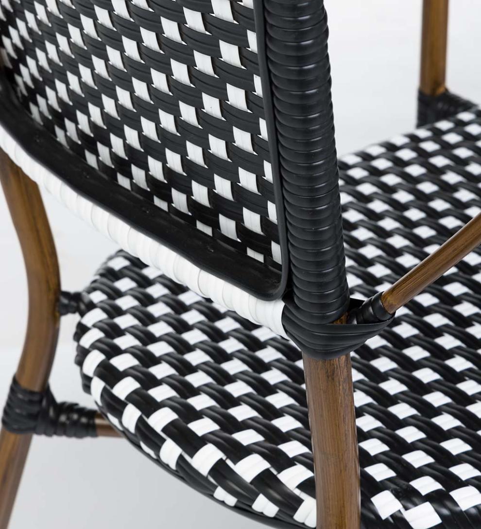 Plow &amp; Hearth Outdoor Wicker | Outdoor Living Resin Wicker Bistro Set With Folding Table, 3-Piece - Black