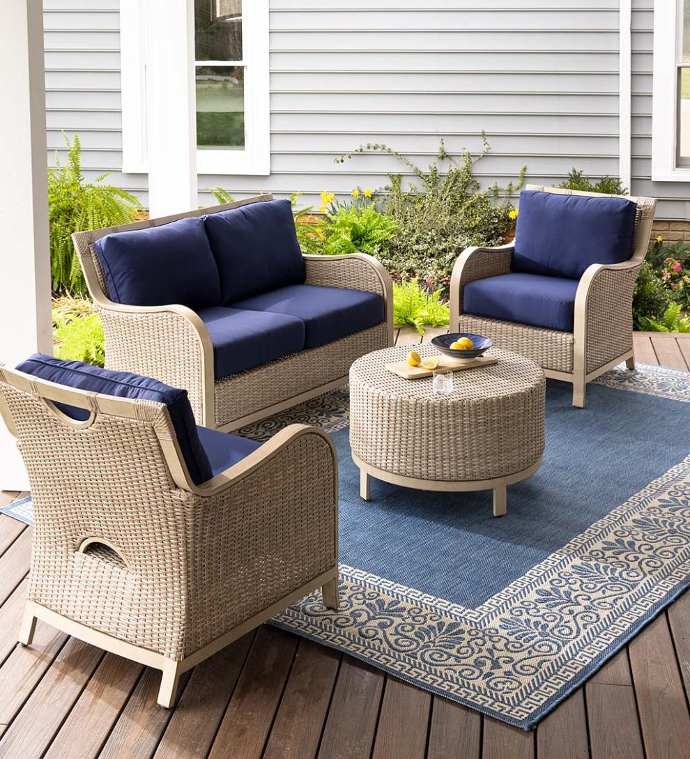 Plow &amp; Hearth Outdoor Wicker | Outdoor Living Urbanna Premium Wicker Collection In Driftwood With Luxury Cushions