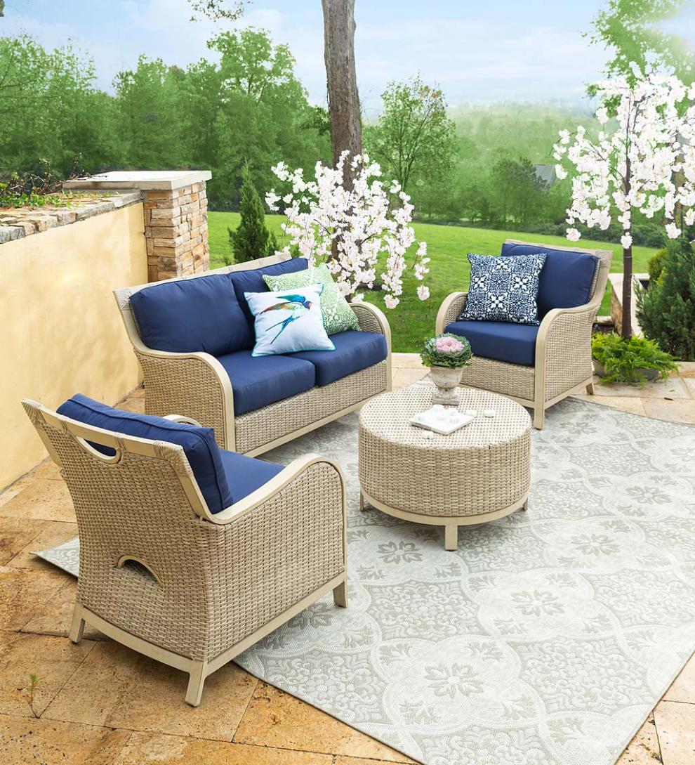 Plow &amp; Hearth Outdoor Wicker | Outdoor Living Urbanna Premium Wicker Collection In Driftwood With Luxury Cushions