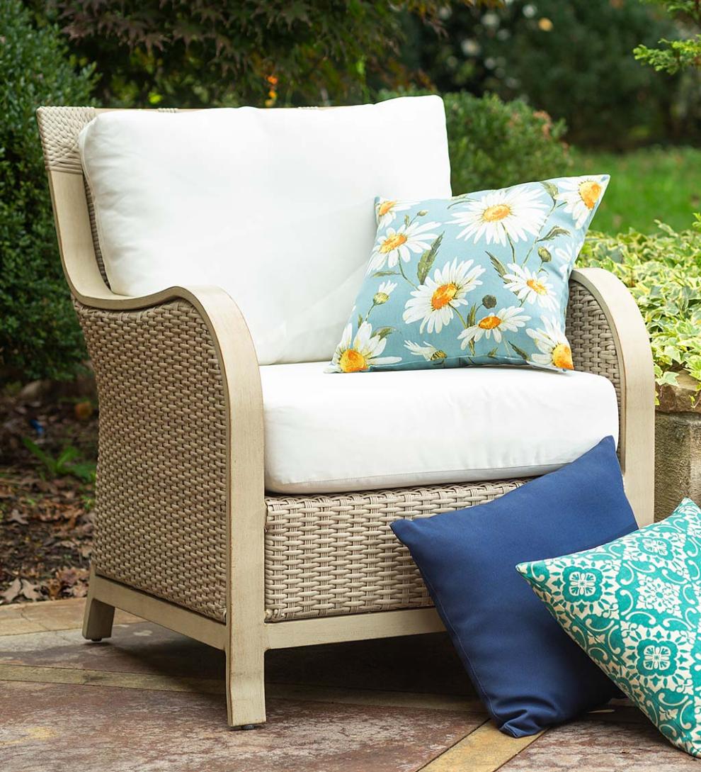 Plow &amp; Hearth Outdoor Wicker | Outdoor Living Urbanna Premium Wicker Collection In Driftwood With Luxury Cushions