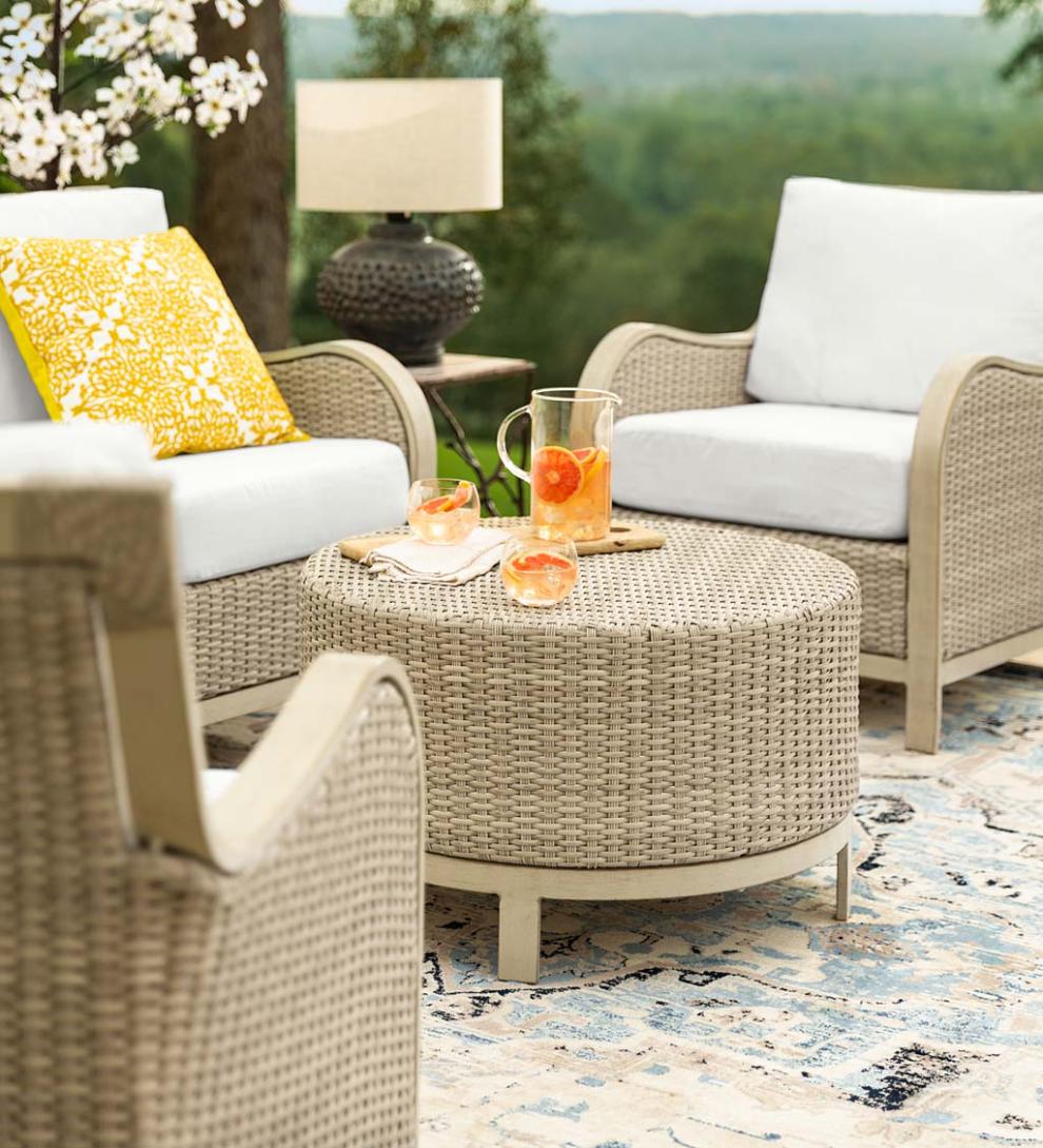 Plow &amp; Hearth Outdoor Wicker | Outdoor Living Urbanna Premium Wicker Collection In Driftwood With Luxury Cushions