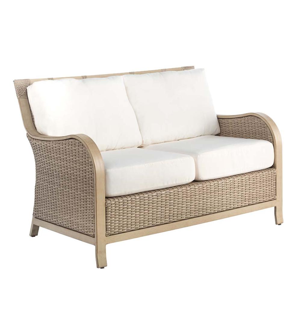 Plow &amp; Hearth Outdoor Wicker | Outdoor Living Urbanna Premium Wicker Collection In Driftwood With Luxury Cushions