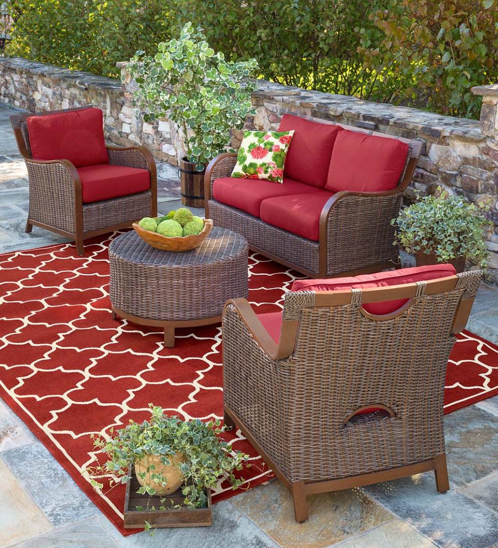 Plow &amp; Hearth Outdoor Wicker | Outdoor Living Urbanna Premium Wicker Collection With Luxury Cushions
