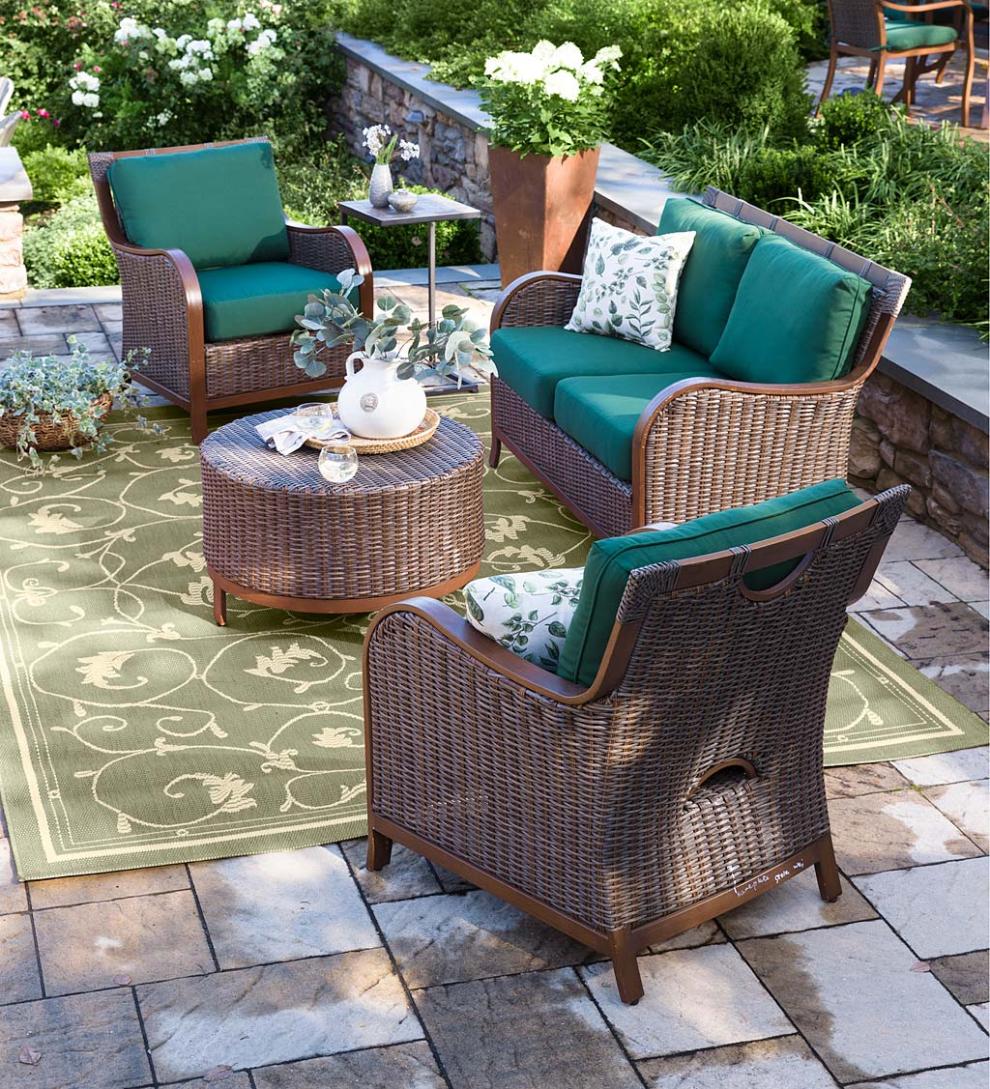 Plow &amp; Hearth Outdoor Wicker | Outdoor Living Urbanna Premium Wicker Collection With Luxury Cushions