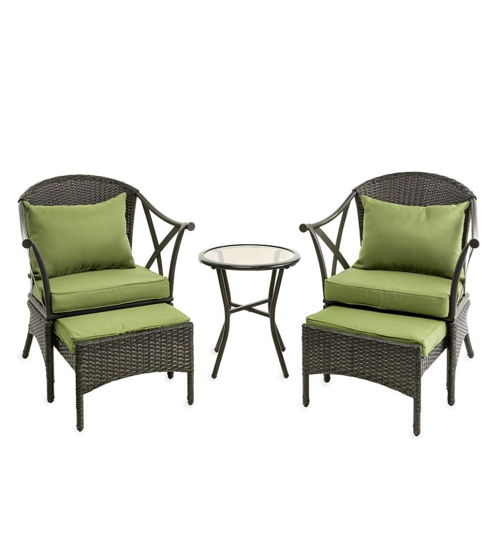 Plow &amp; Hearth Outdoor Wicker | Outdoor Living Wicker Patio Furniture Set With Cushions - Light Green