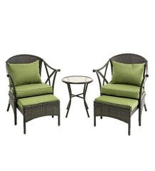 Plow &amp; Hearth Outdoor Wicker | Outdoor Living Wicker Patio Furniture Set With Cushions - Light Green