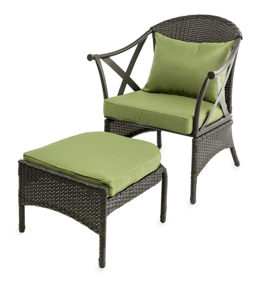Plow &amp; Hearth Outdoor Wicker | Outdoor Living Wicker Patio Furniture Set With Cushions - Light Green