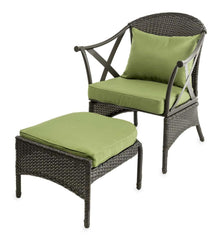 Plow &amp; Hearth Outdoor Wicker | Outdoor Living Wicker Patio Furniture Set With Cushions - Light Green