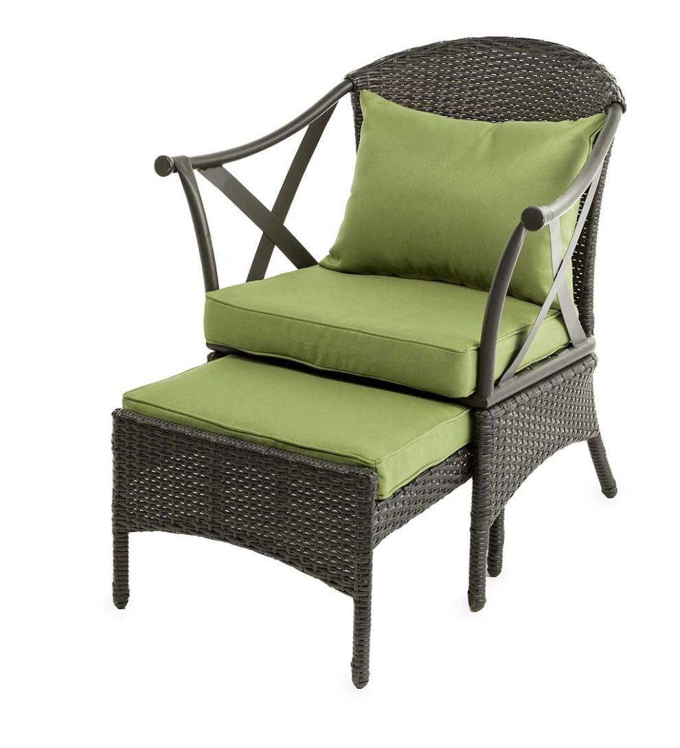 Plow &amp; Hearth Outdoor Wicker | Outdoor Living Wicker Patio Furniture Set With Cushions - Light Green