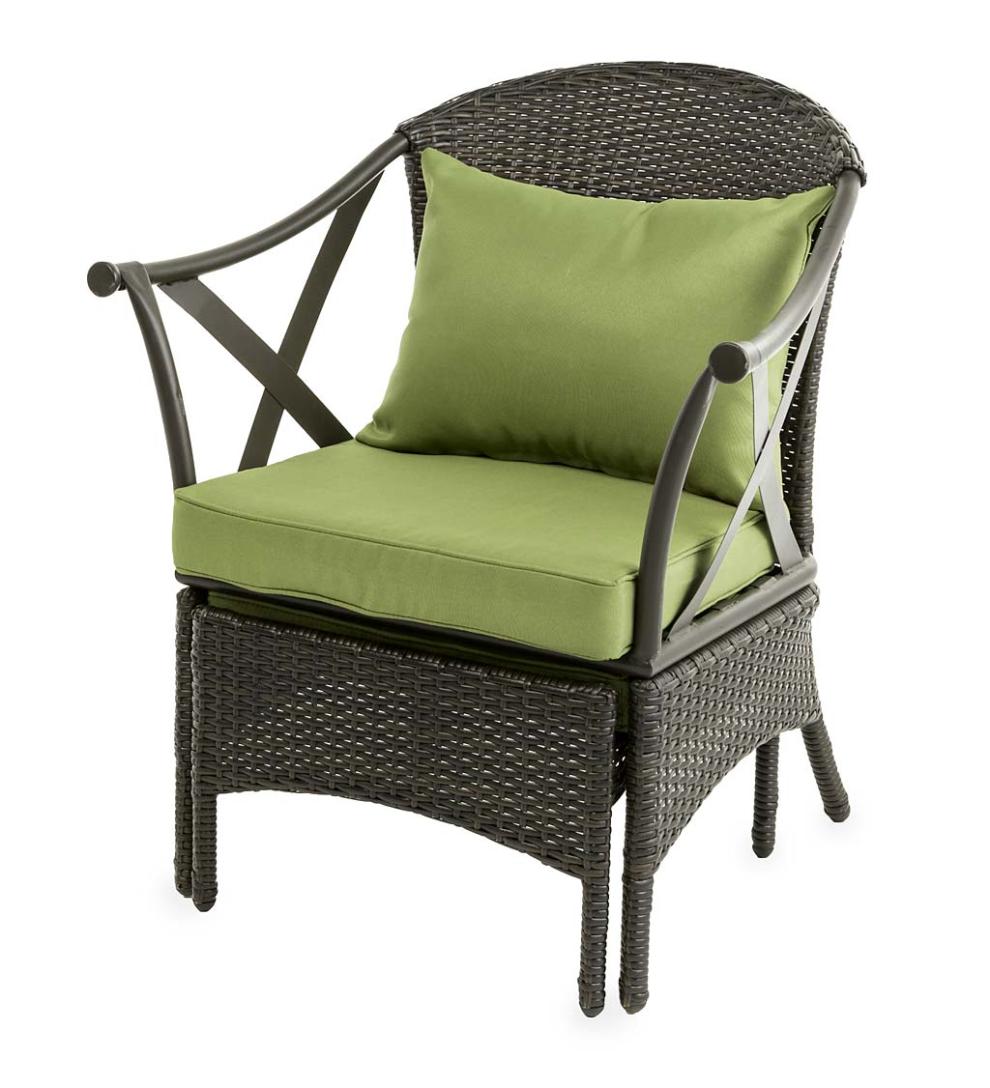 Plow &amp; Hearth Outdoor Wicker | Outdoor Living Wicker Patio Furniture Set With Cushions - Light Green