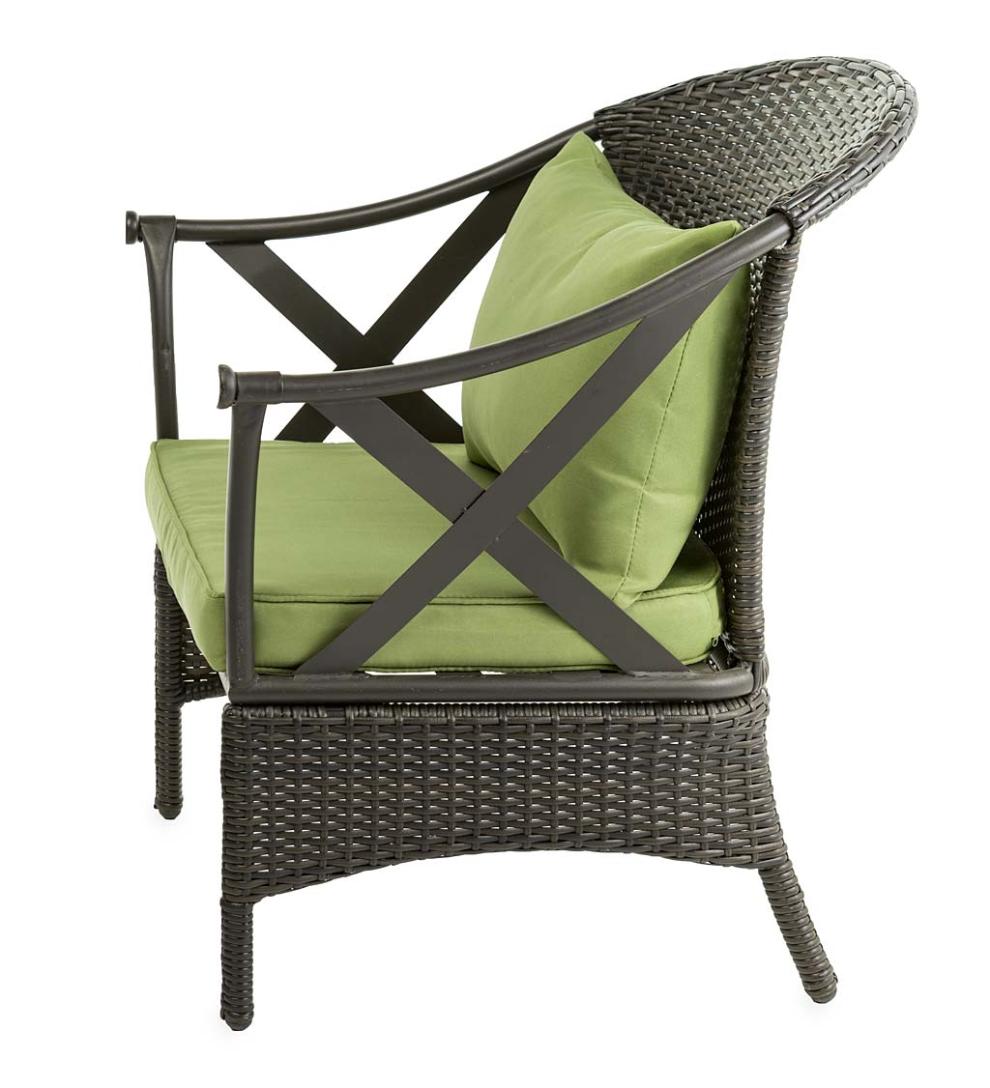 Plow &amp; Hearth Outdoor Wicker | Outdoor Living Wicker Patio Furniture Set With Cushions - Light Green