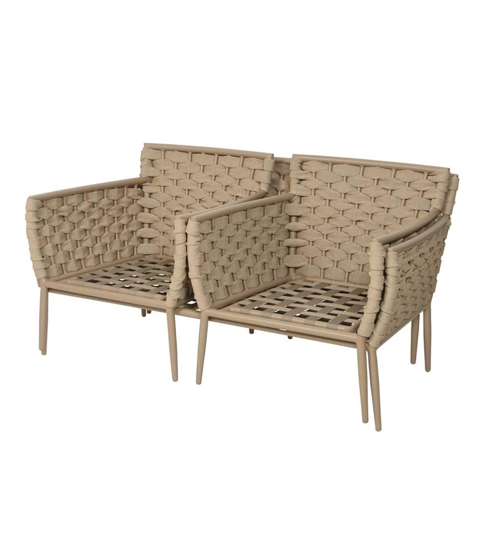 Plow &amp; Hearth Outdoor Wicker | Outdoor Living Woven Outdoor Lounge Set With Cushions, 4-Piece - Black