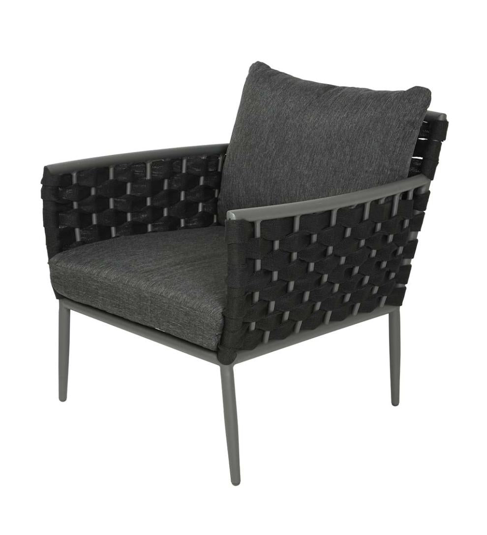 Plow &amp; Hearth Outdoor Wicker | Outdoor Living Woven Outdoor Lounge Set With Cushions, 4-Piece - Black