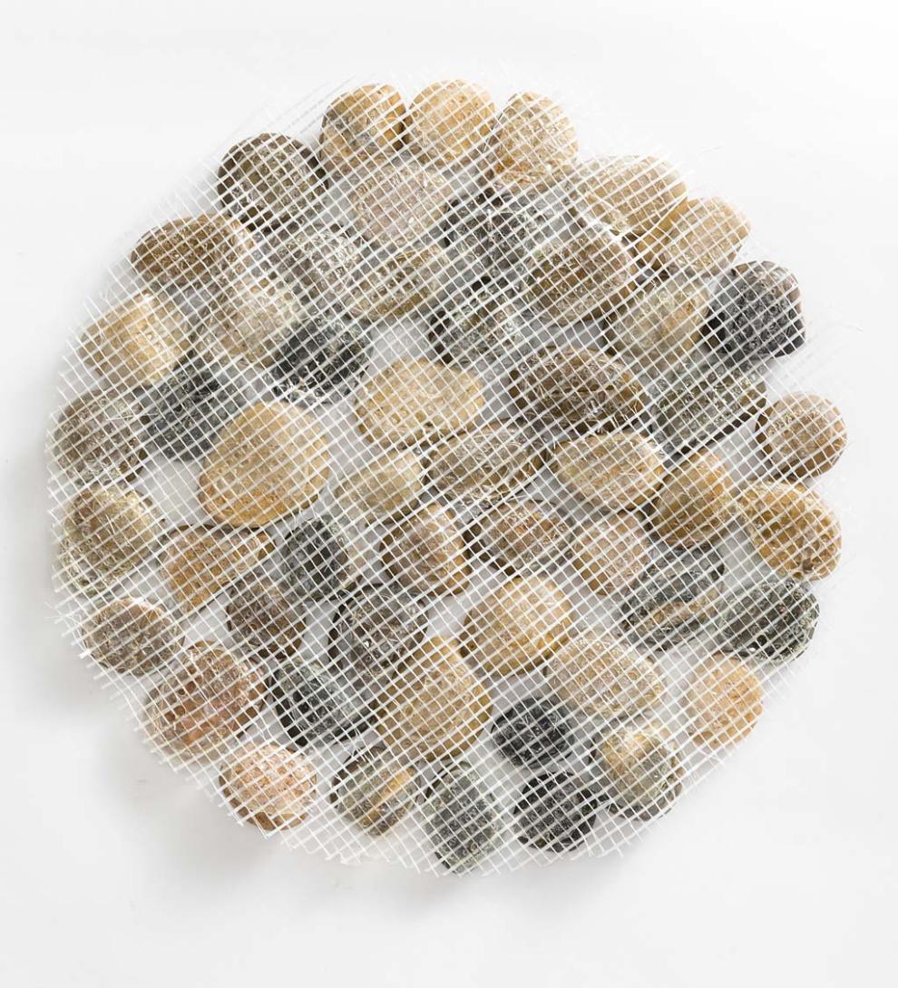 Plow &amp; Hearth Pathways &amp; Stepping Stones | Yard &amp; Garden Natural River Rock Stepping Stones With Flexible Pvc Backing, Set Of 3