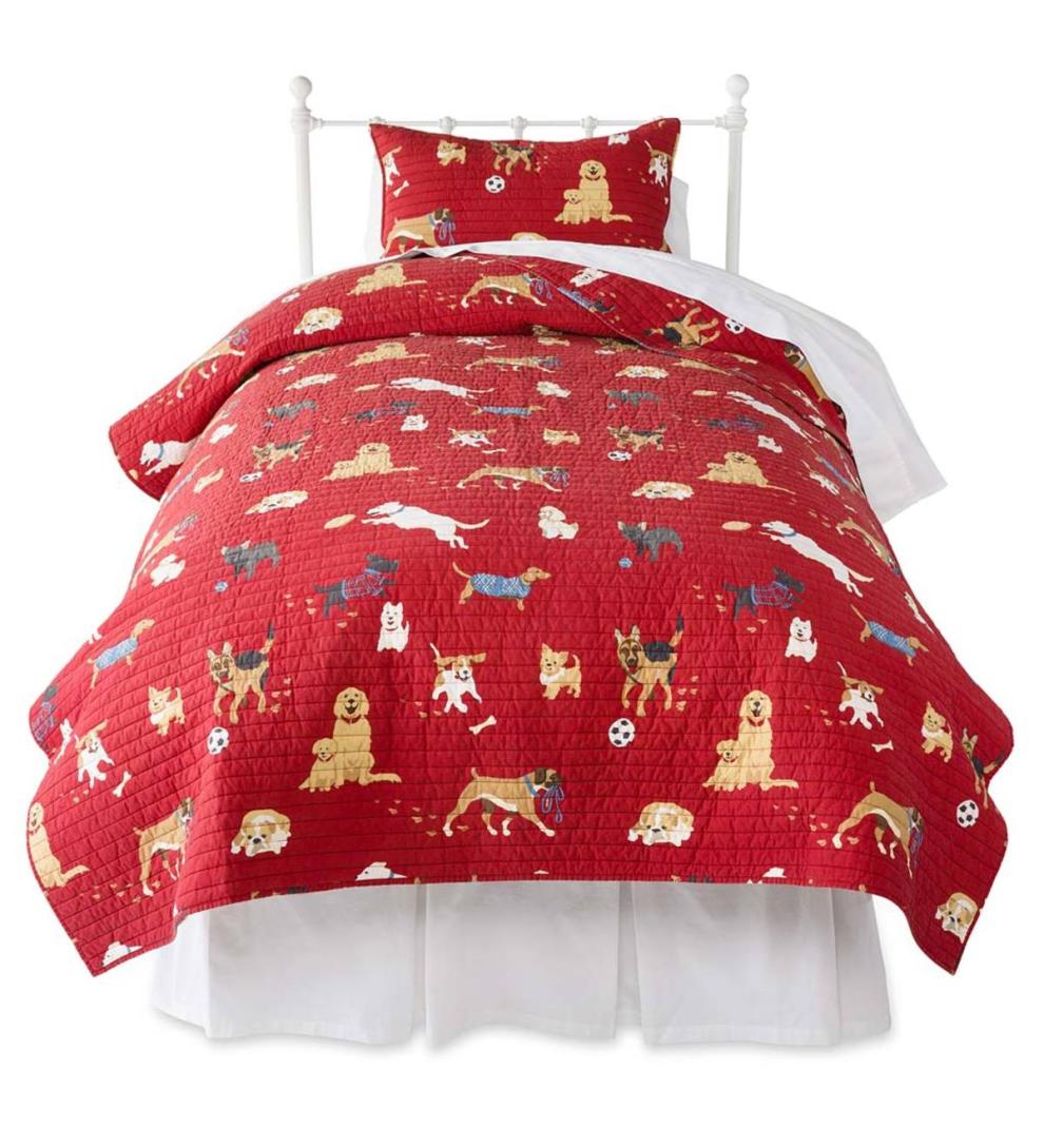 Plow &amp; Hearth Quilts &amp; Bedspreads | Indoor Living Dog Park Cotton Quilt Sets