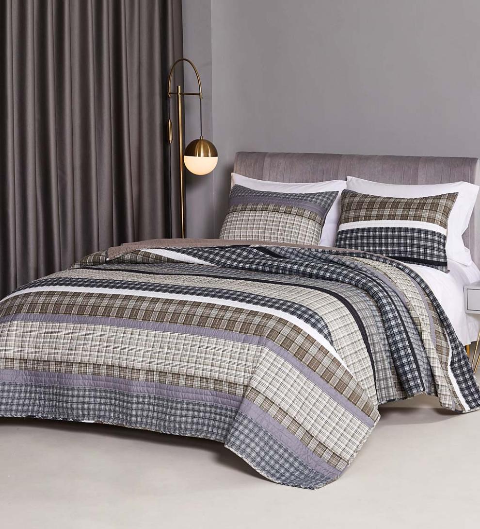 Plow &amp; Hearth Quilts &amp; Bedspreads | Indoor Living Gold Rush Gray Quilt Set