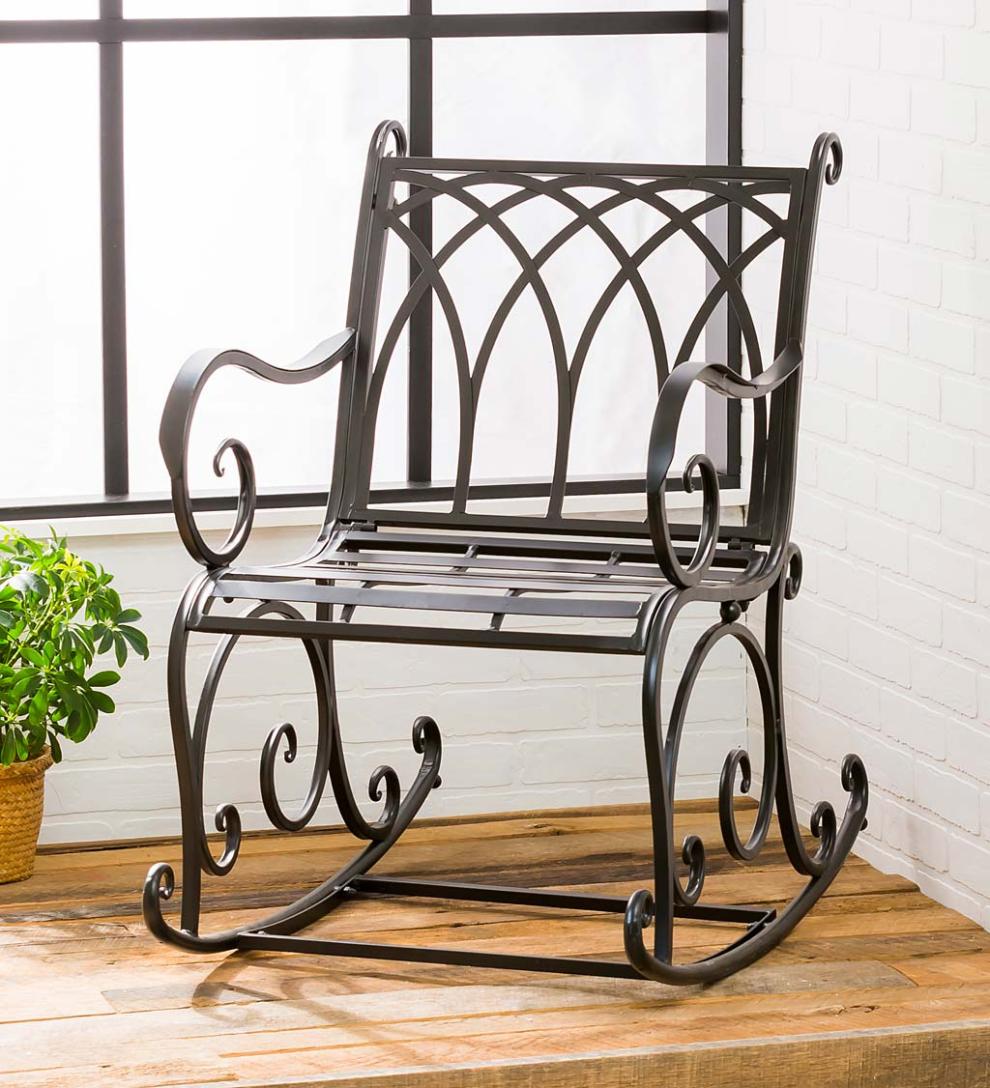 Plow &amp; Hearth Rockers &amp; Gliders | Outdoor Living Black Metal Rocking Chair
