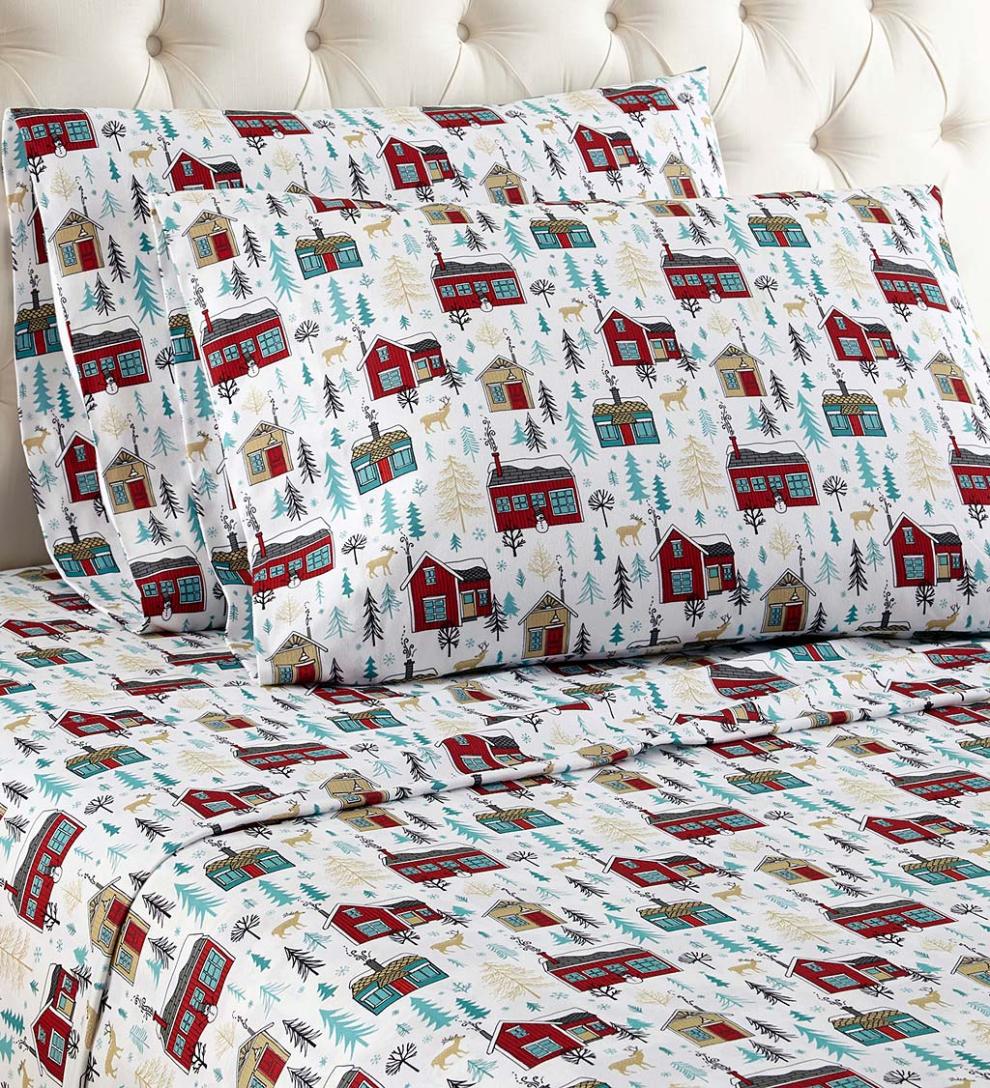 Plow &amp; Hearth Sheets | Indoor Living Cabins Micro Flannel Sheet Set