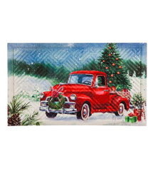 Plow &amp; Hearth Small Accent Rugs | Indoor Living Christmas Pickup Truck Floor Mat