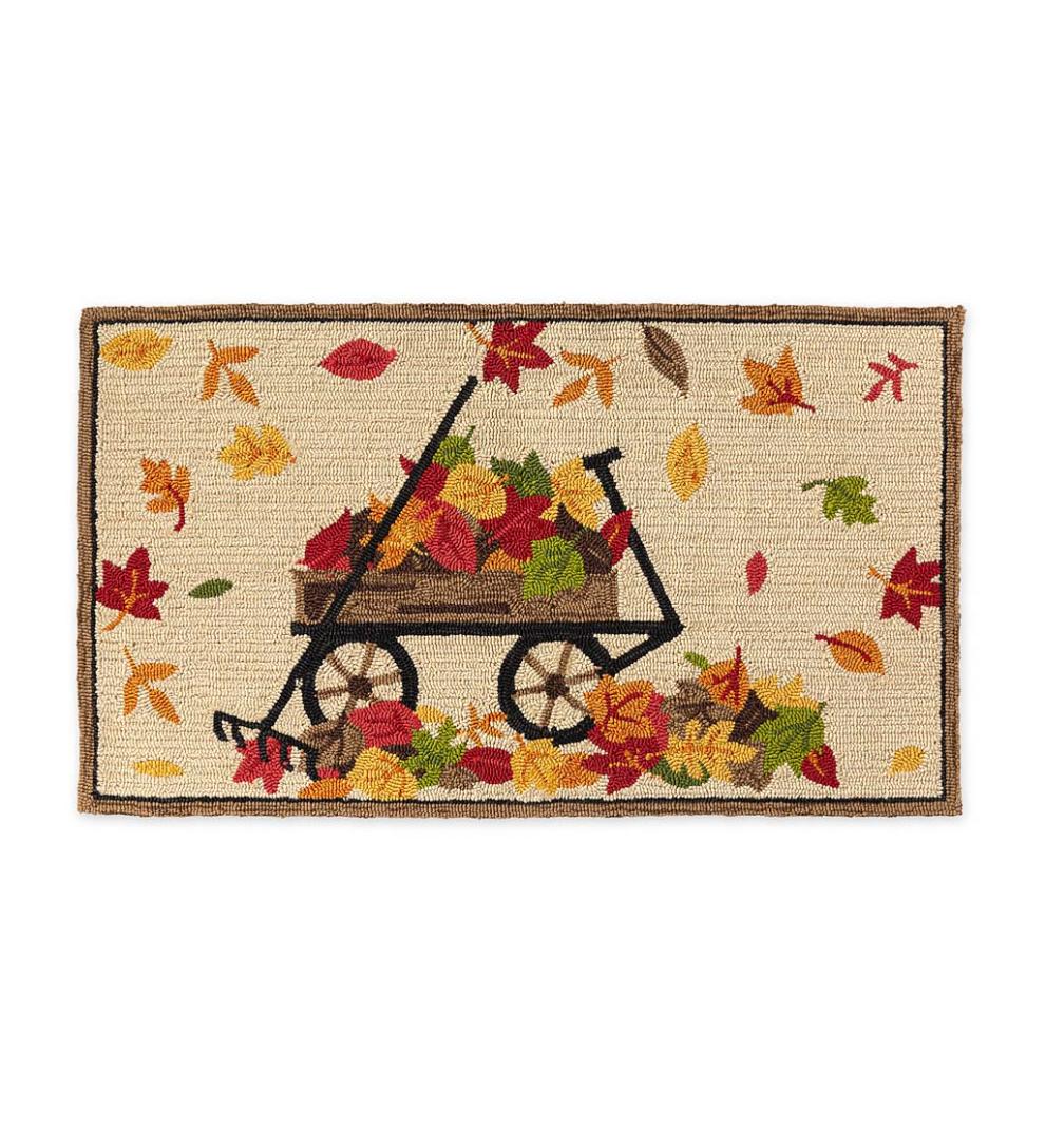Plow &amp; Hearth Small Accent Rugs | Indoor Living Indoor/Outdoor Autumn Wagon Hooked Polypropylene Accent Rug