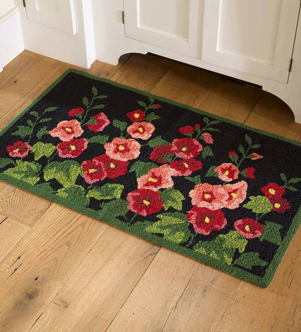 Plow &amp; Hearth Small Accent Rugs | Indoor Living Indoor/Outdoor Hollyhock Hooked Accent Rug