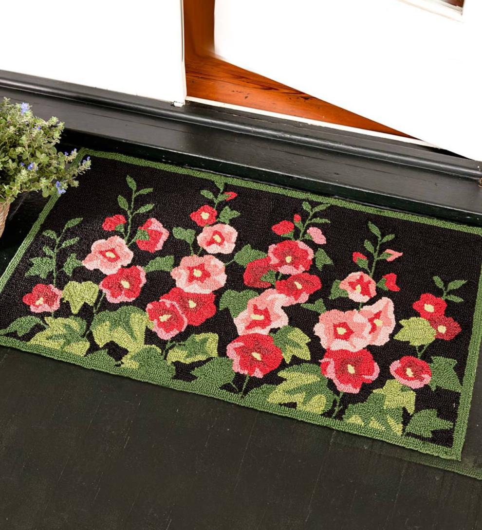 Plow &amp; Hearth Small Accent Rugs | Indoor Living Indoor/Outdoor Hollyhock Hooked Accent Rug