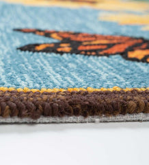 Plow &amp; Hearth Small Accent Rugs | Indoor Living Indoor/Outdoor Sunflower And Butterfly Hooked Polypropylene Accent Rug