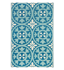 Plow &amp; Hearth Small Accent Rugs | Indoor Living Reversible Blue Medallion Indoor/Outdoor Rug