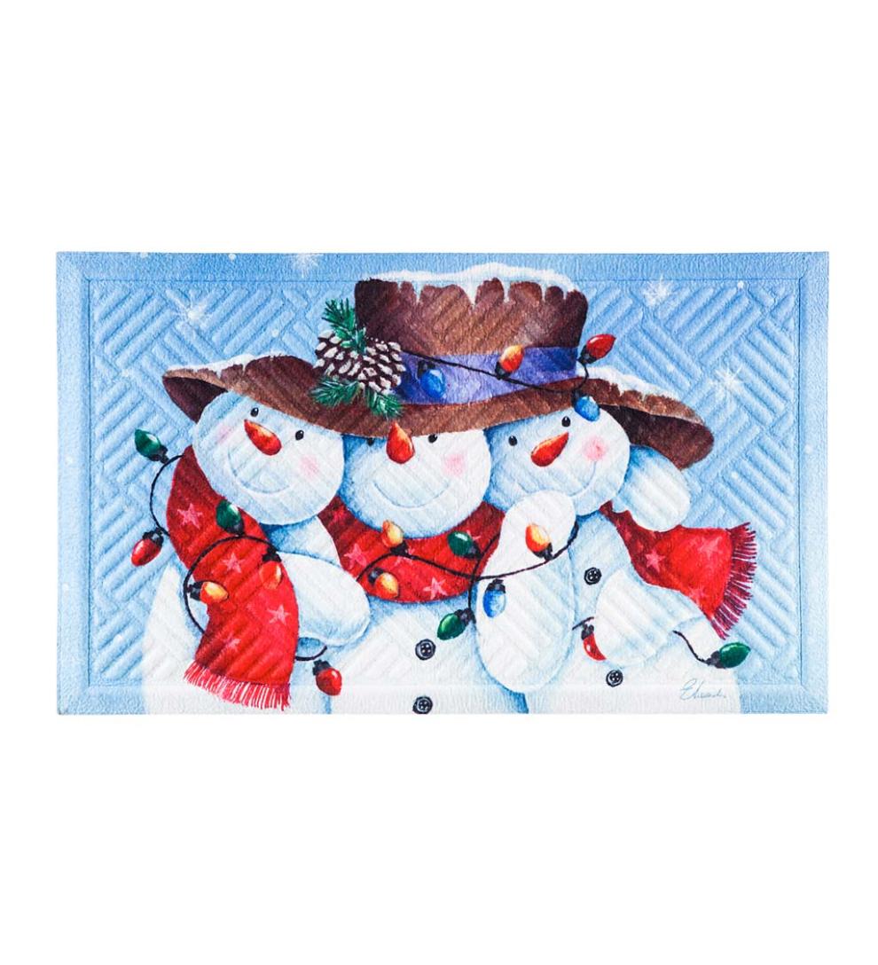 Plow &amp; Hearth Small Accent Rugs | Indoor Living Snowman Friends Embossed Floor Mat