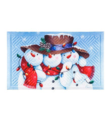 Plow &amp; Hearth Small Accent Rugs | Indoor Living Snowman Friends Embossed Floor Mat