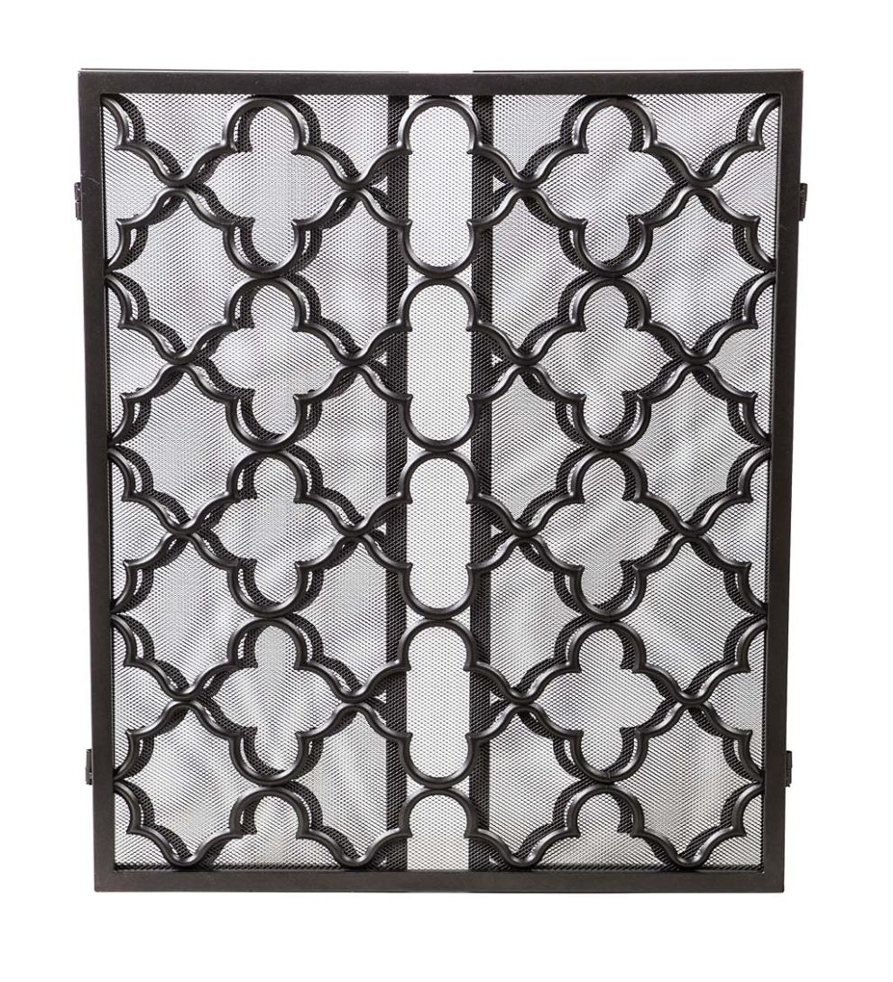 Plow &amp; Hearth Spark Guards | Fireplace &amp; Hearth Tri-Fold Geometric Fireplace Screen And Spark Guard
