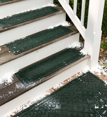 Plow &amp; Hearth Stair Treads &amp; Rug Pads | Indoor Living Waterhog Cable Weave Stair Tread Mats, Set Of 4 - Bordeaux