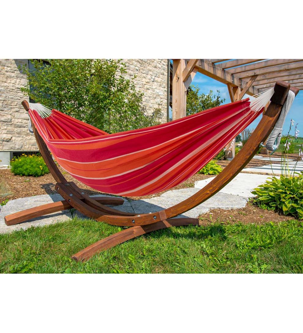 Plow &amp; Hearth Swings &amp; Hammocks | Outdoor Living Double Hammock With Stand - Blue Lagoon