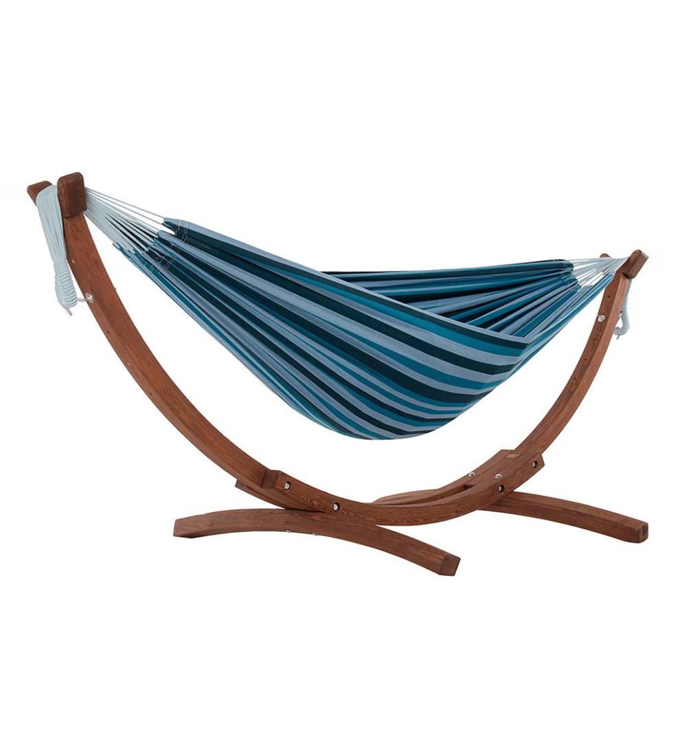 Plow &amp; Hearth Swings &amp; Hammocks | Outdoor Living Double Hammock With Stand - Blue Lagoon